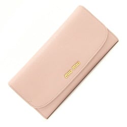 Miu Miu Miu Bi-fold Long Wallet Madras 5M1109 Light Pink Leather Card Women's MIU