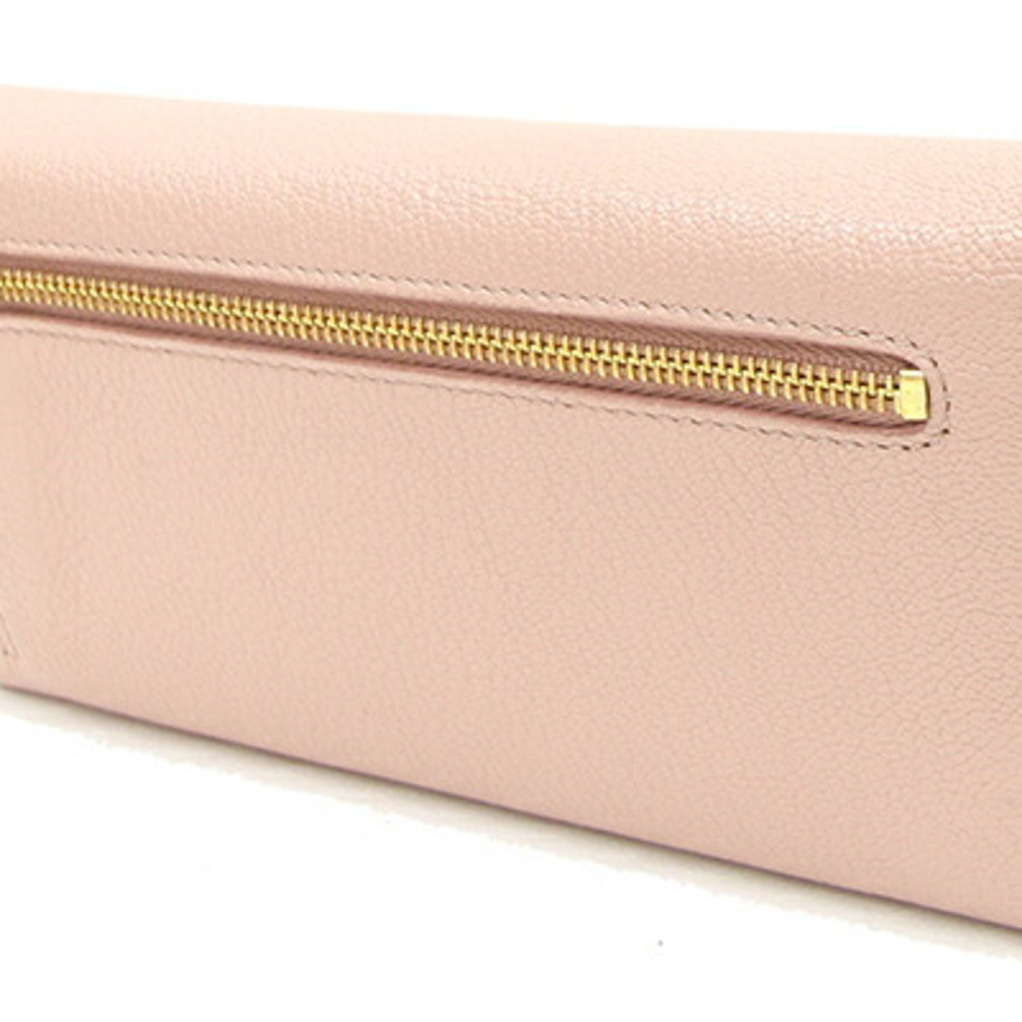 Miu Miu Miu Bi-fold Long Wallet Madras 5M1109 Light Pink Leather Card Women's MIU