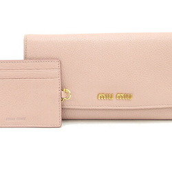 Miu Miu Miu Bi-fold Long Wallet Madras 5M1109 Light Pink Leather Card Women's MIU