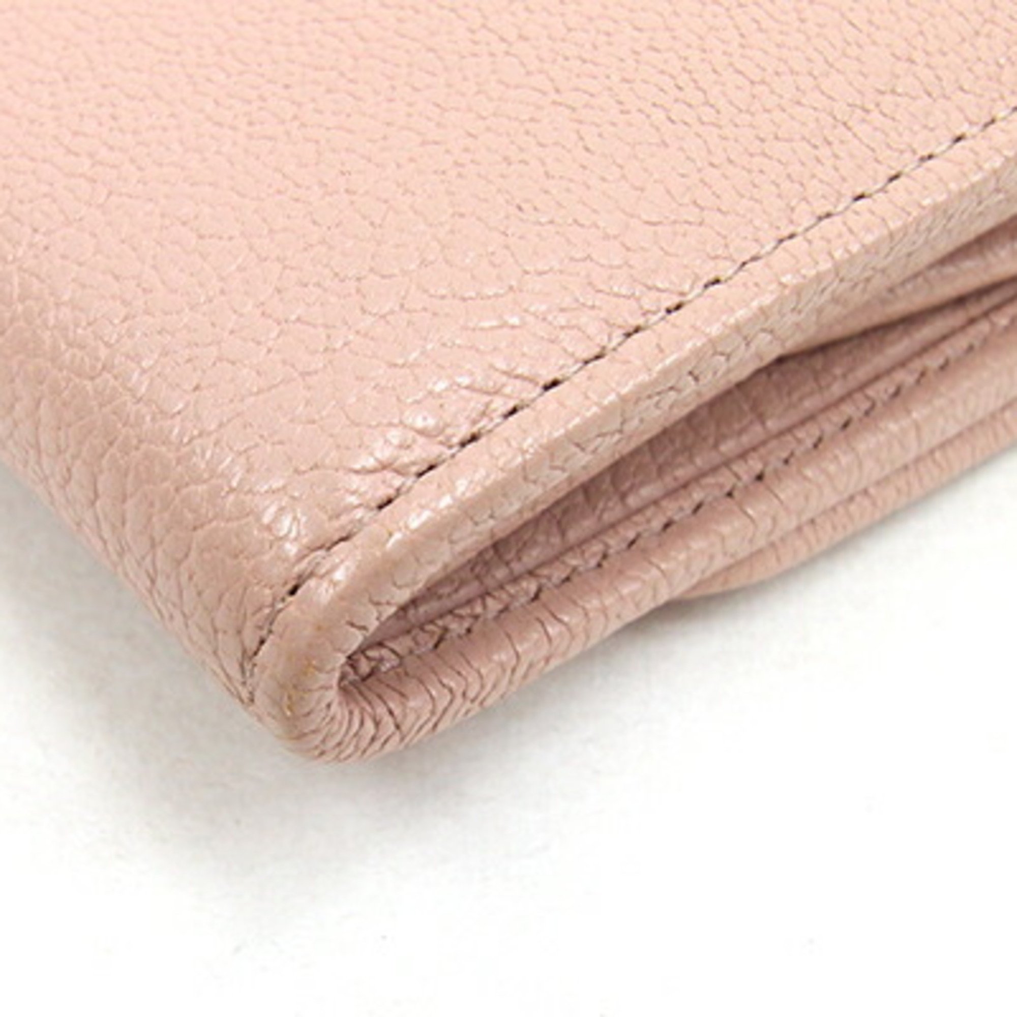 Miu Miu Miu Bi-fold Long Wallet Madras 5M1109 Light Pink Leather Card Women's MIU