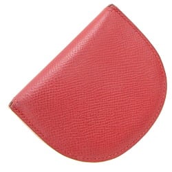 Hermes Coin Case Burgundy Red Cushvel 〇W Stamp Manufactured in 1993 Horseshoe Shaped Purse Compact Wallet Women's HERMES