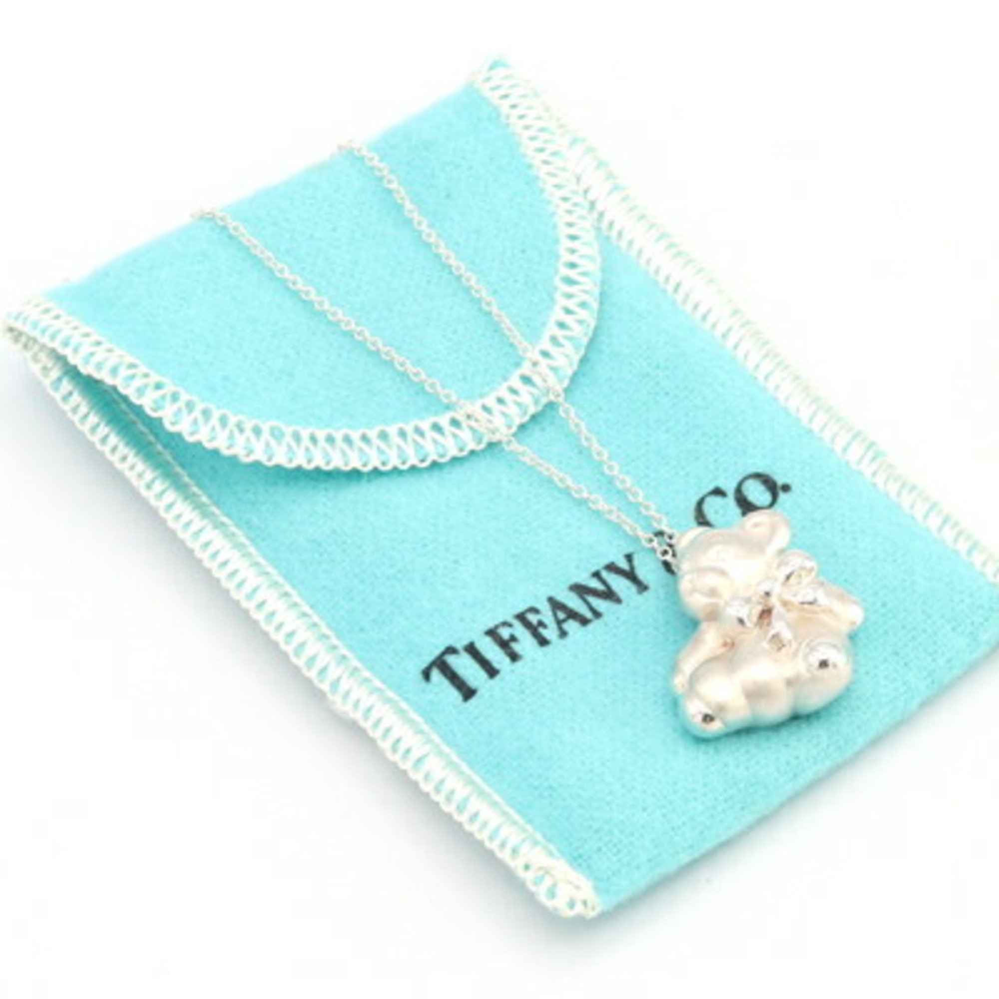 Tiffany Necklace Teddy Bear SV Sterling Silver 925 Pendant Choker Women's TIFFANY & CO