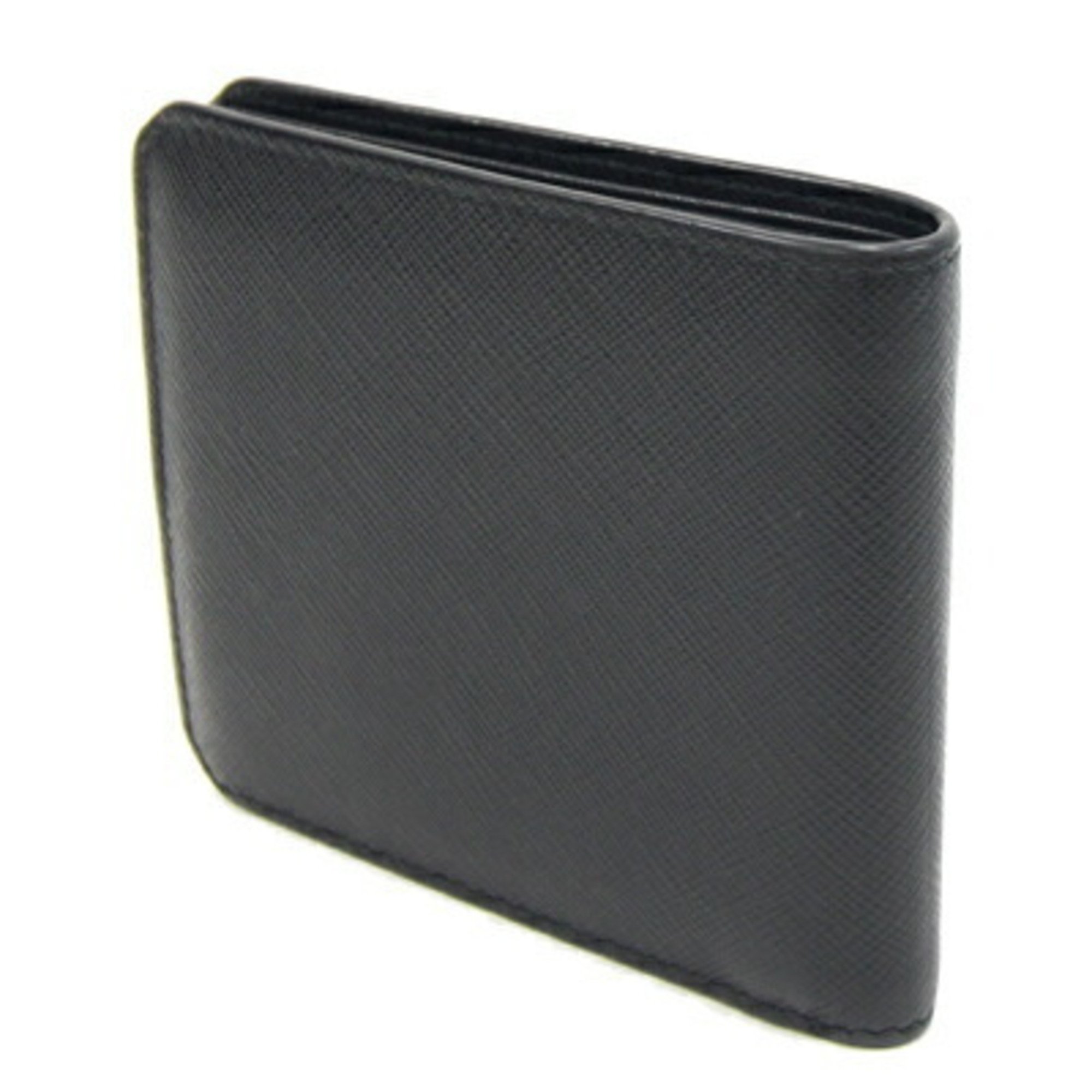 PRADA Bi-fold Wallet 2M0513 Black Leather Compact for Men