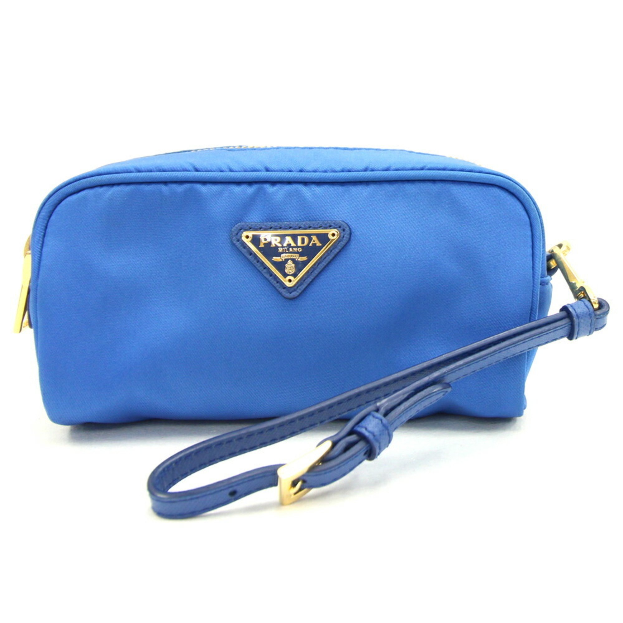 Prada Pouch 1NE175 Blue Nylon Triangle Men's Women's PRADA