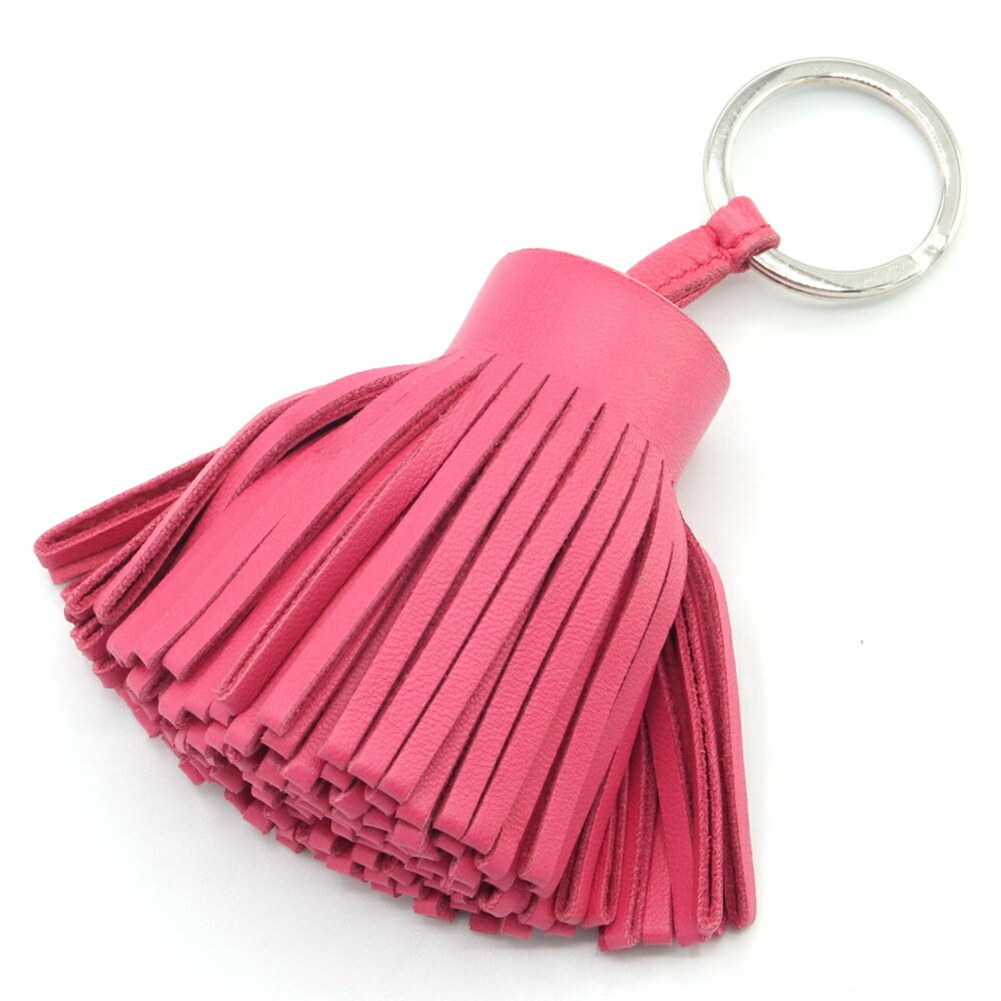 Hermes Key Ring Carmen Pink Leather Holder Bag Charm Tassel Women's HERMES