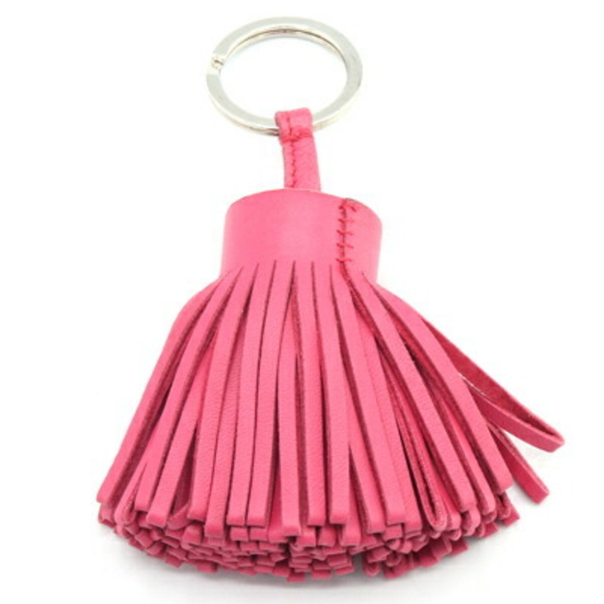 Hermes Key Ring Carmen Pink Leather Holder Bag Charm Tassel Women's HERMES