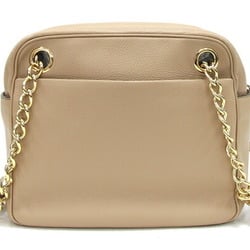 Salvatore Ferragamo Shoulder Bag EE-21 1412 Beige Leather Gancini Chain for Women