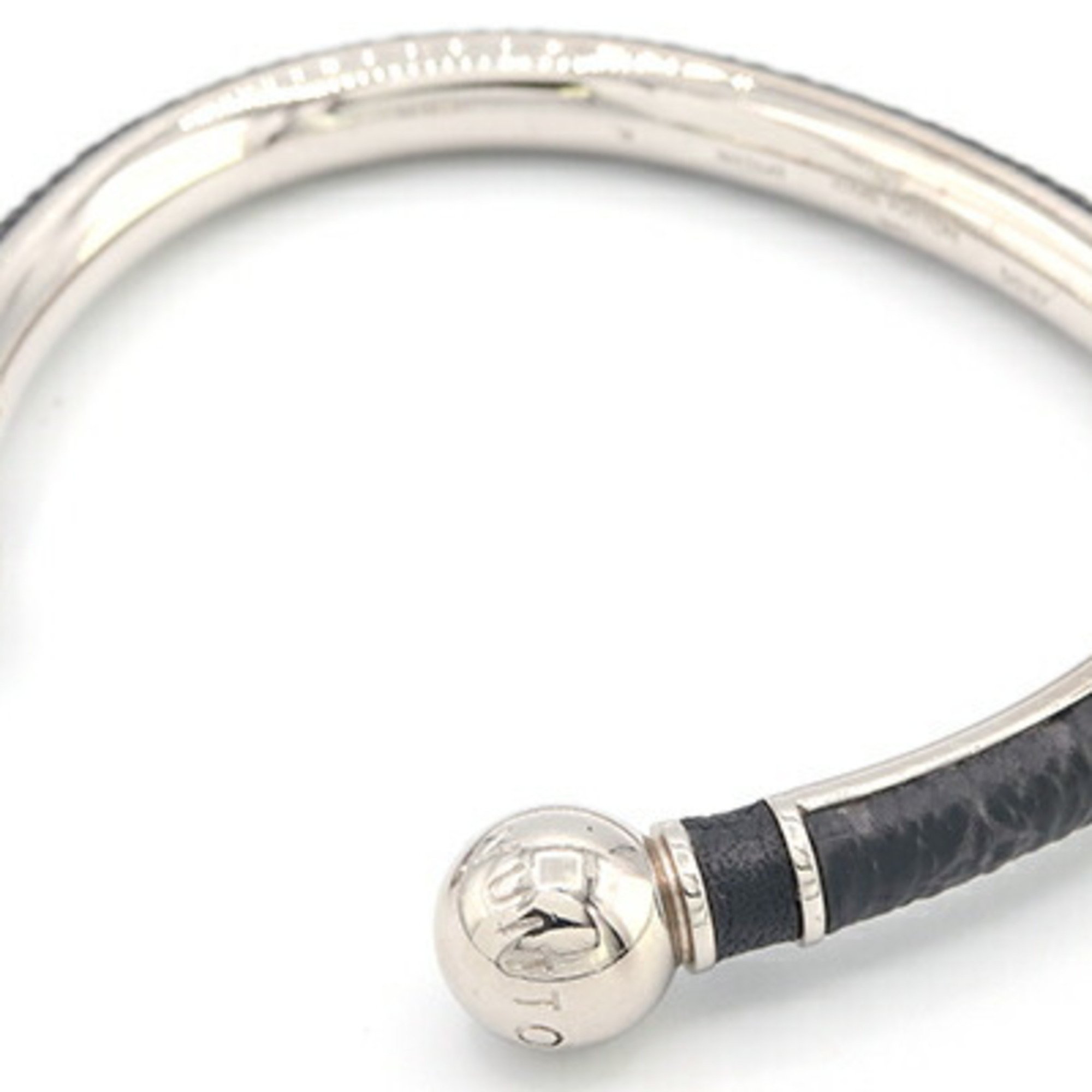 Louis Vuitton Bangle Monogram Eclipse Jonk M63649 Metal M Size Bracelet Men's LOUIS VUITTON