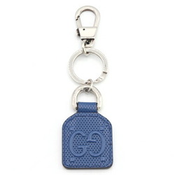 Gucci Keychain GG Embossed 624607 Blue Leather Key Ring Bag Charm Men's GUCCI