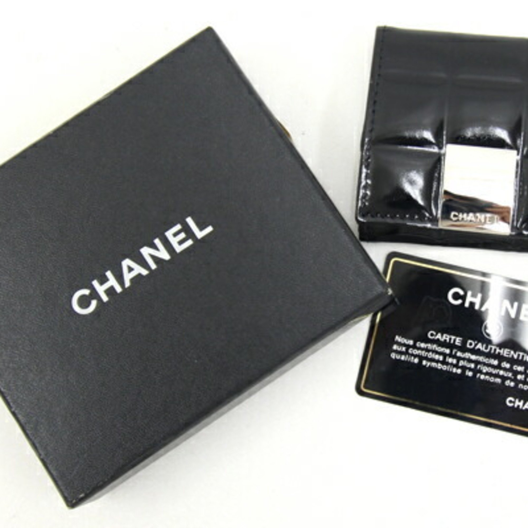 Chanel Coin Case Chocolate Bar A19273 Black Patent Leather Purse Wallet Compact Women's CHANEL