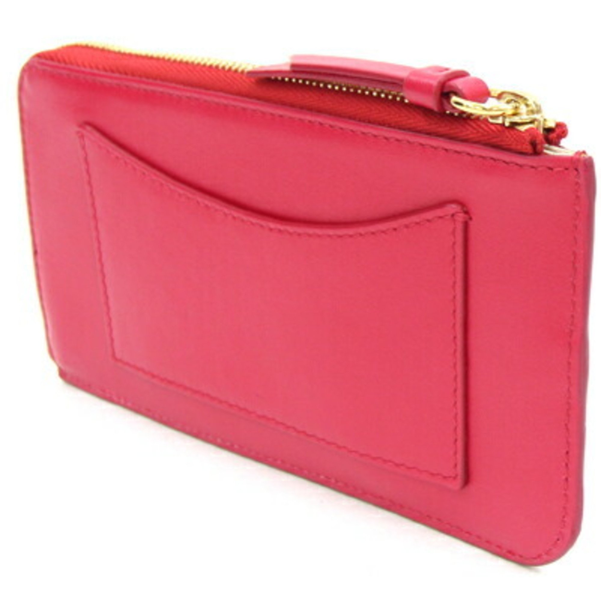 Chloé Chloe Coin Case CHC19WP089A Pink Leather L-shaped Purse Key Red Women's