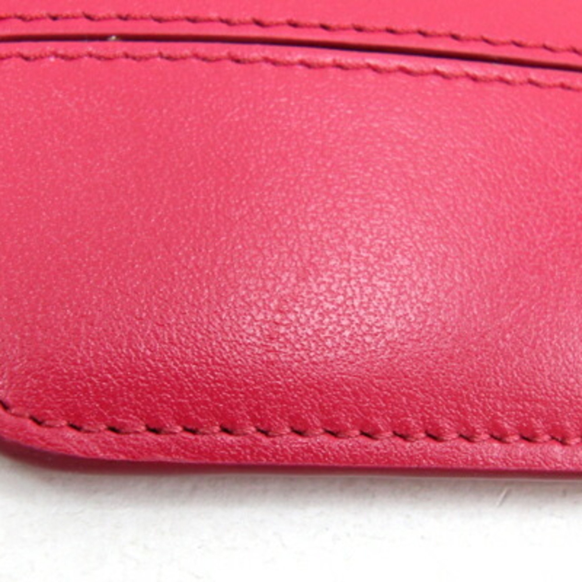 Chloé Chloe Coin Case CHC19WP089A Pink Leather L-shaped Purse Key Red Women's