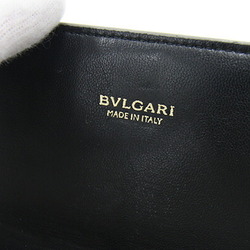 BVLGARI Bi-fold Long Wallet 287069 Silver Black Leather Women's