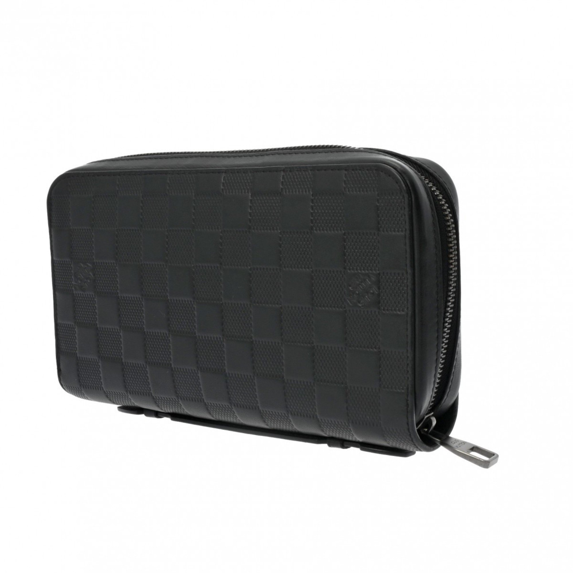 LOUIS VUITTON Damier Infini Zippy XL Onyx N61254 Men's Leather Long Wallet