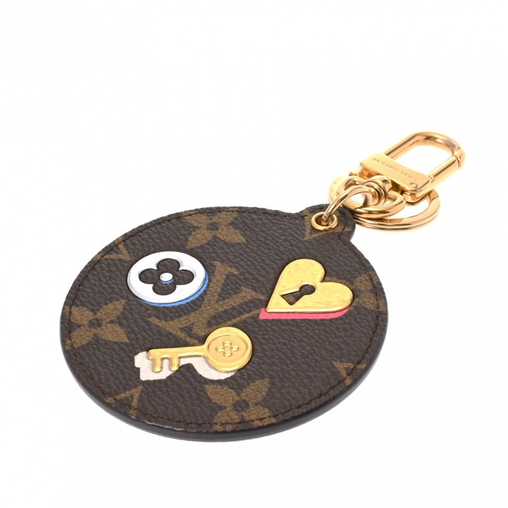 LOUIS VUITTON Louis Vuitton Monogram Portocle Love Lock Brown M67436 Women's Canvas Keychain