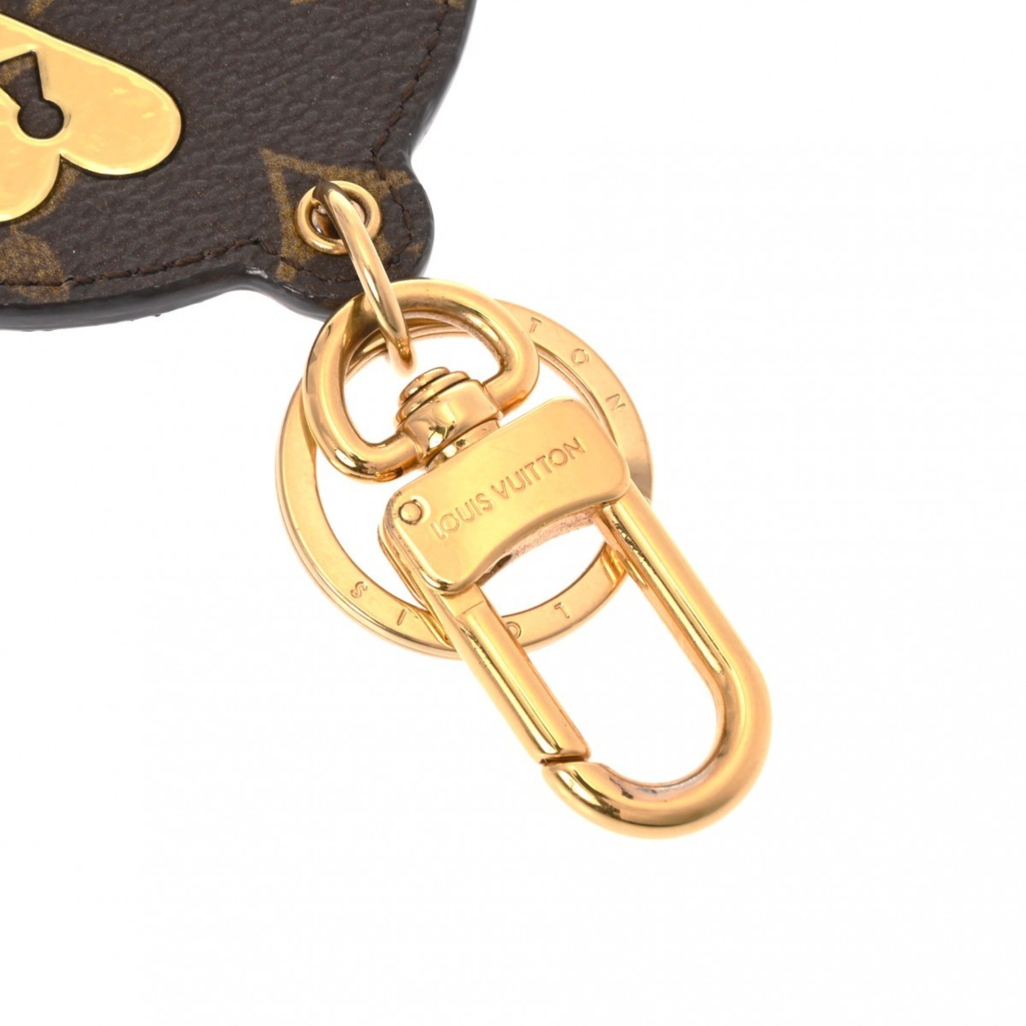 LOUIS VUITTON Louis Vuitton Monogram Portocle Love Lock Brown M67436 Women's Canvas Keychain