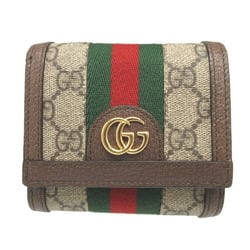 Gucci Shelly Ophidia 598662 GG Supreme Leather Beige Brown Bi-fold Wallet 0339 GUCCI