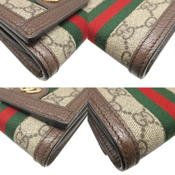 Gucci Shelly Ophidia 598662 GG Supreme Leather Beige Brown Bi-fold Wallet 0339 GUCCI