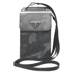 Prada 2ZH068 Saffiano Active Camouflage Leather Black Blue Phone Case Shoulder Bag 1250PRADA