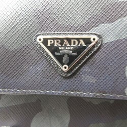 Prada 2ZH068 Saffiano Active Camouflage Leather Black Blue Phone Case Shoulder Bag 1250PRADA