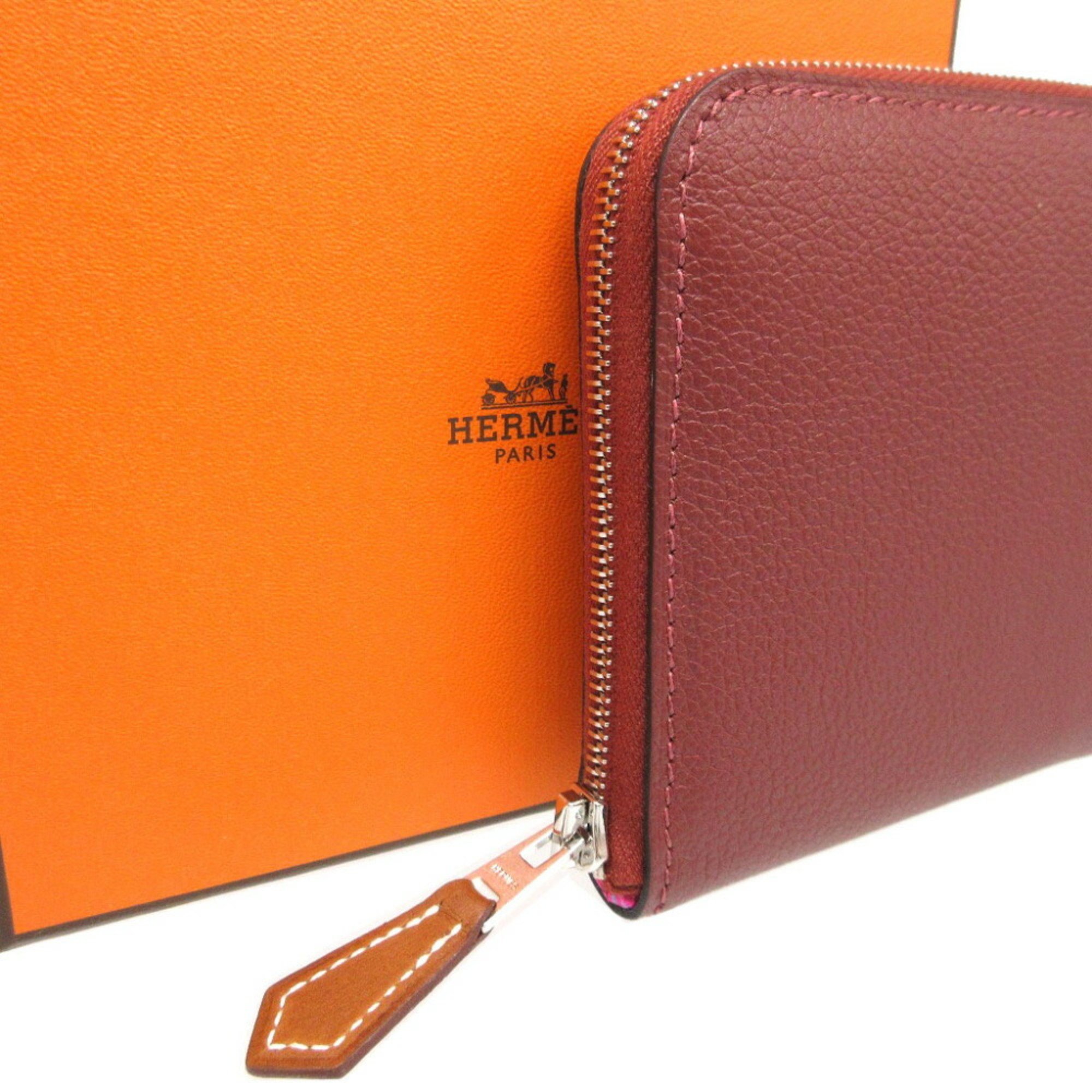 Hermes Azap Compact Silkin B Stamp (Made in 2023) Evercolor Silk Rouge H Coin Case Wallet 1588HERMES