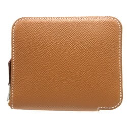 Hermes Azap Compact Silkin U Stamp Veau Epsom Silk Gold Coin Case Wallet 0203HERMES