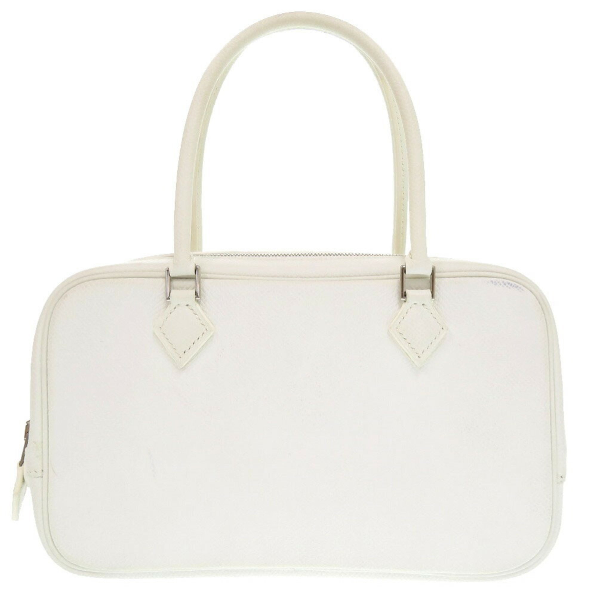 Hermes Plume Elan 20 Epsom Leather White L Stamped Handbag 1625 HERMES