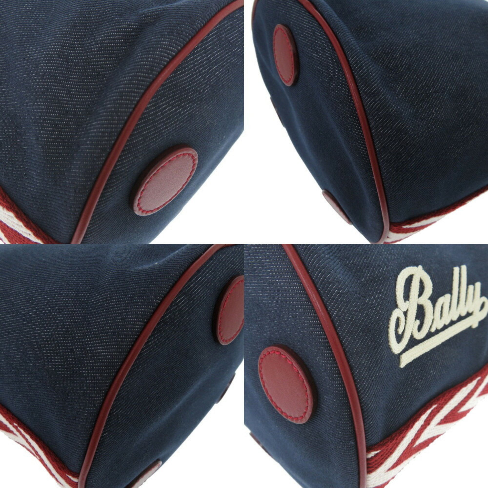 BALLY shoulder bag denim canvas blue red 1127