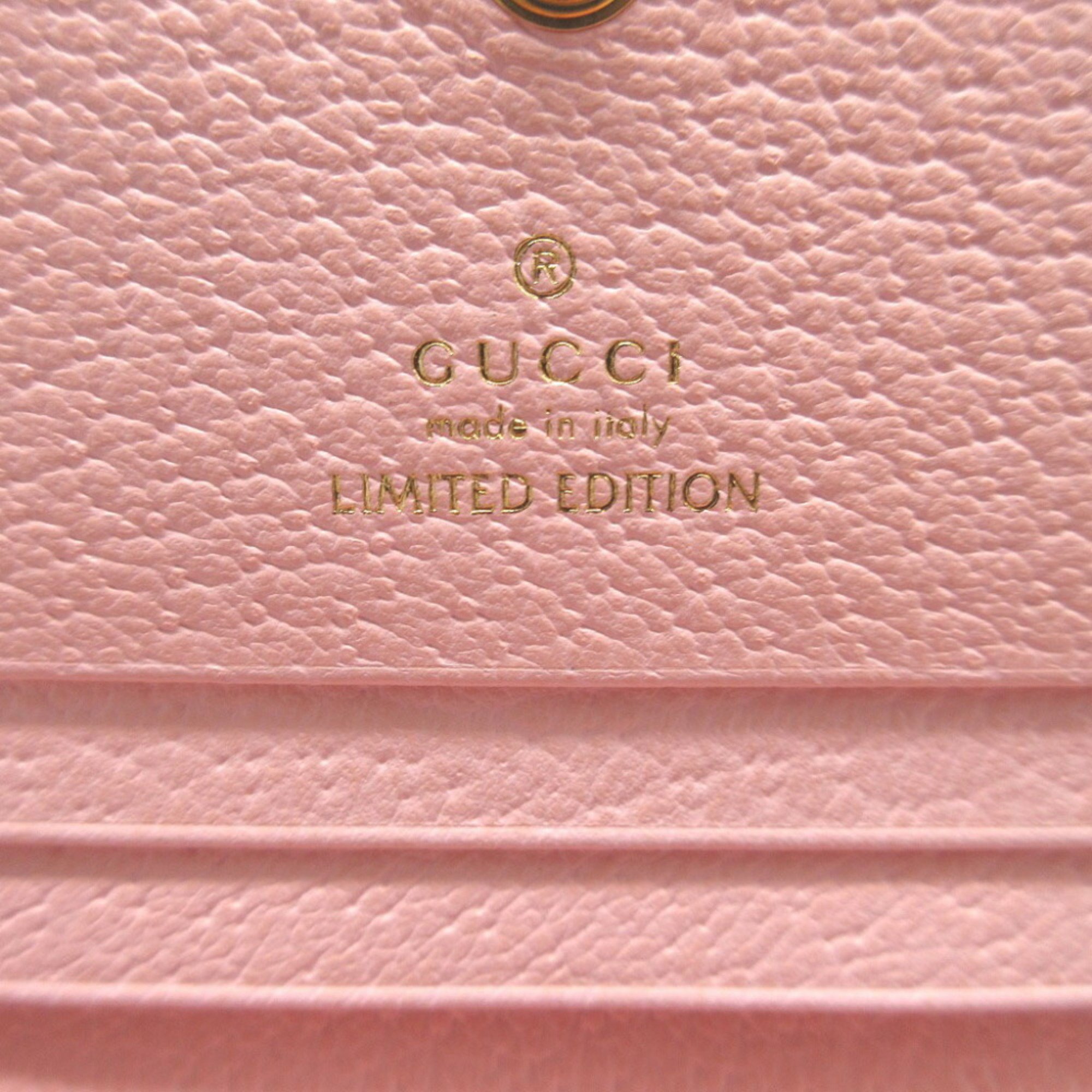 Gucci Flora 577347 Compact Wallet Canvas Leather Pink Bi-fold 0341GUCCI