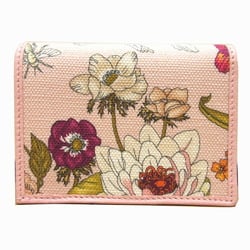 Gucci Flora 577347 Compact Wallet Canvas Leather Pink Bi-fold 0341GUCCI