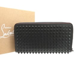 Christian Louboutin Panettone Studs 3135058 Leather Black Red Round Long Wallet 0507Christian