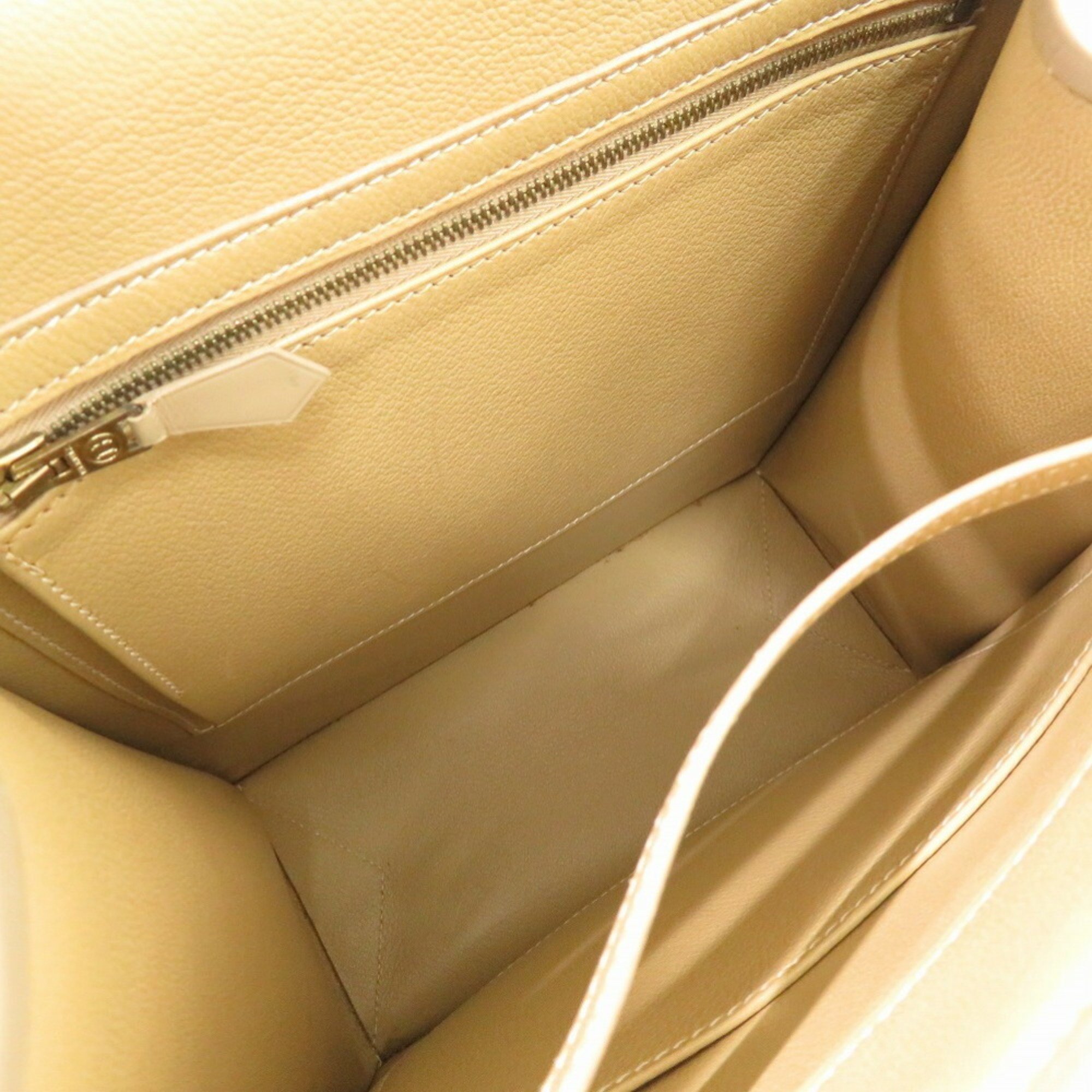 Hermes Lucy MM Box Calf Chevre Beige Tote Bag 1430 HERMES