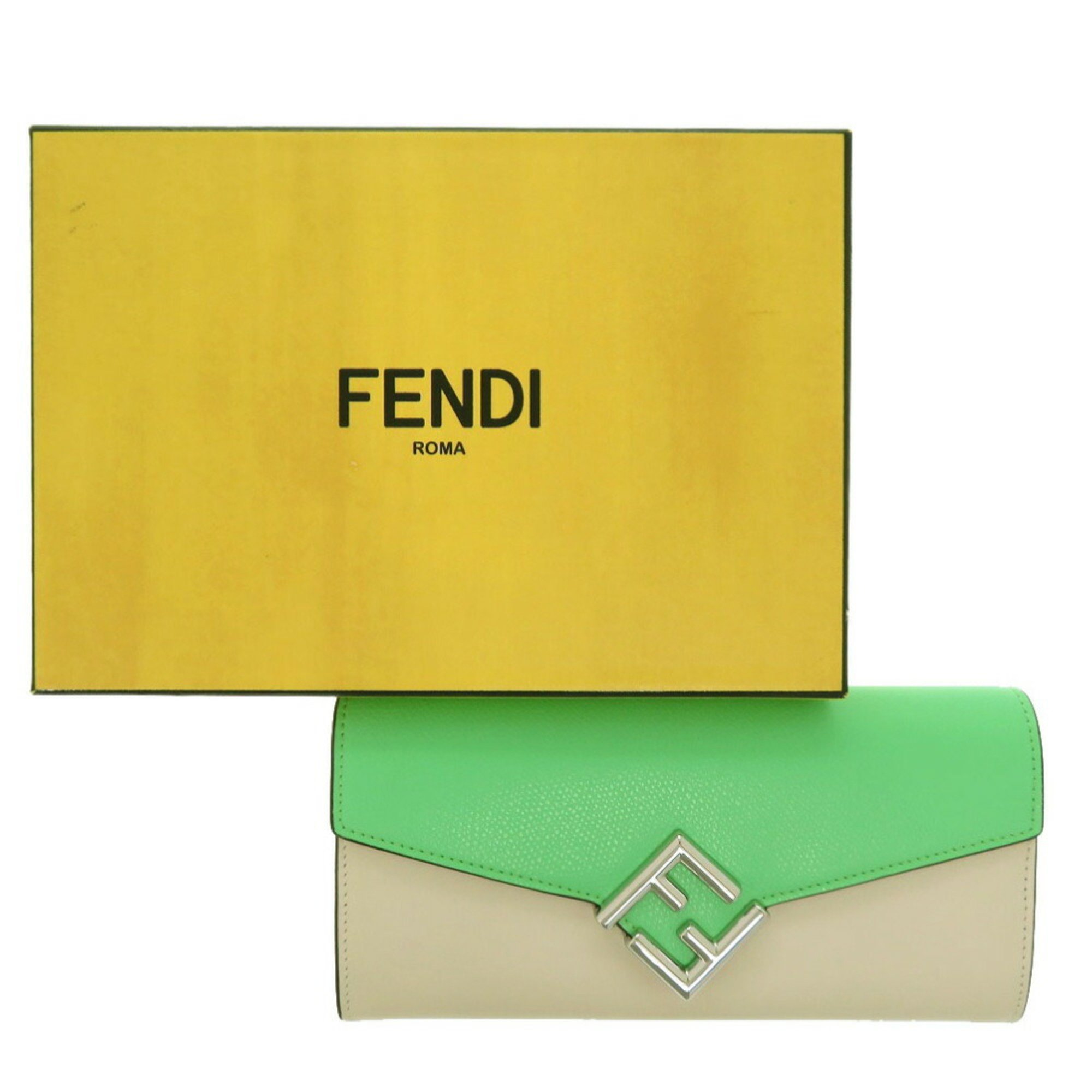 Fendi FF Diamonds Continental Wallet DIAMONDS CONTINENTAL WALLET Leather Green White Light Long 1135FENDI