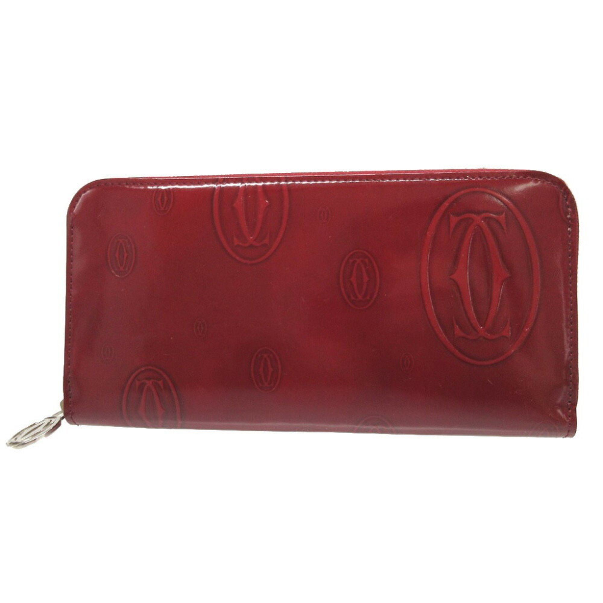 Cartier Happy Birthday L3001283 Patent Leather Bordeaux Round Long Wallet 0508Cartier