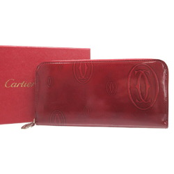 Cartier Happy Birthday L3001283 Patent Leather Bordeaux Round Long Wallet 0508Cartier