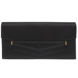 Hermes Fako Satin Black 〇K Stamped Clutch Bag 2065 HERMES