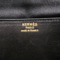 Hermes Fako Satin Black 〇K Stamped Clutch Bag 2065 HERMES