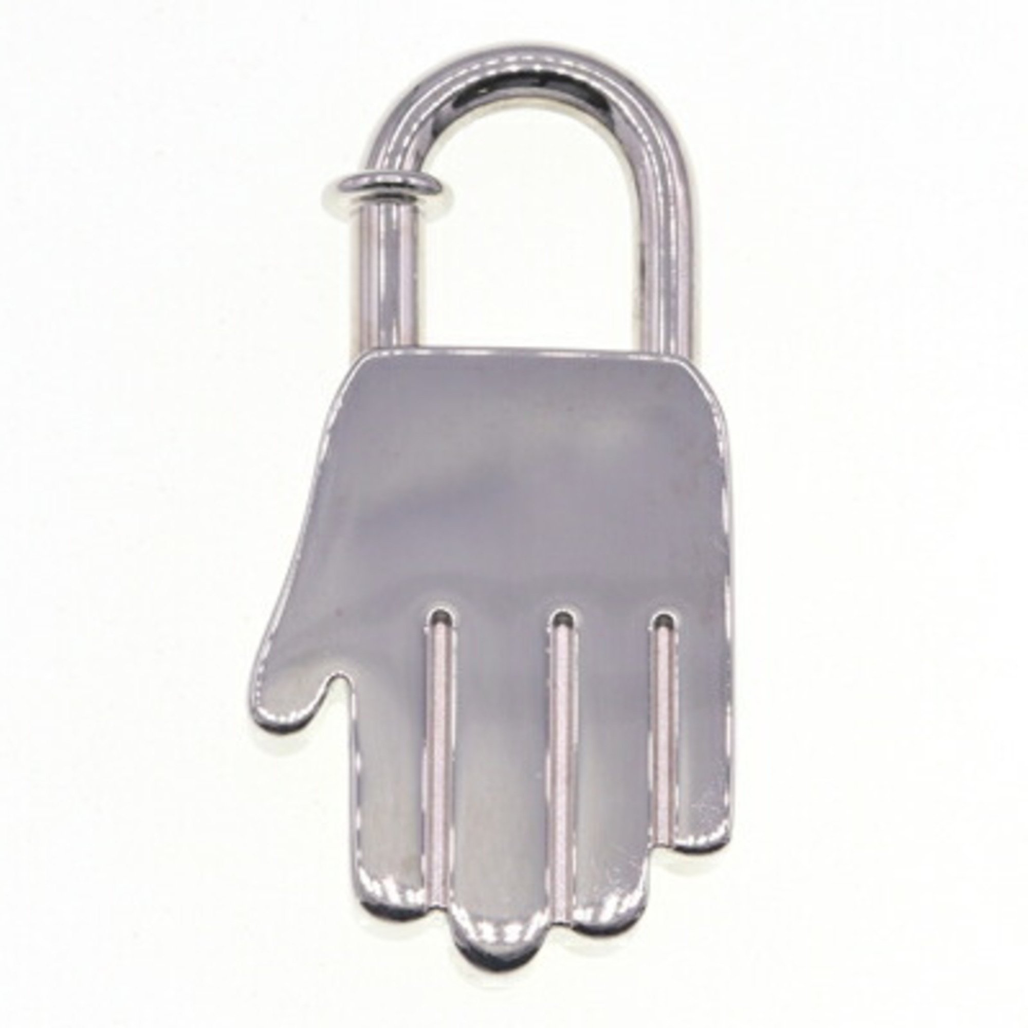 Hermes Padlock 2002 Limited Edition Hand Motif Silver Metal Key Kadena Ring Bag Charm ANNEE DE LA MAIN HERMES