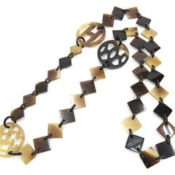 Hermes Necklace Brown Buffalo Horn Long for Women HERMES