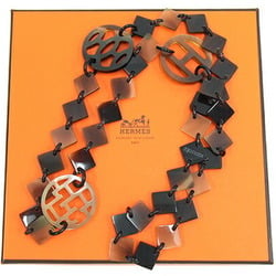 Hermes Necklace Brown Buffalo Horn Long for Women HERMES