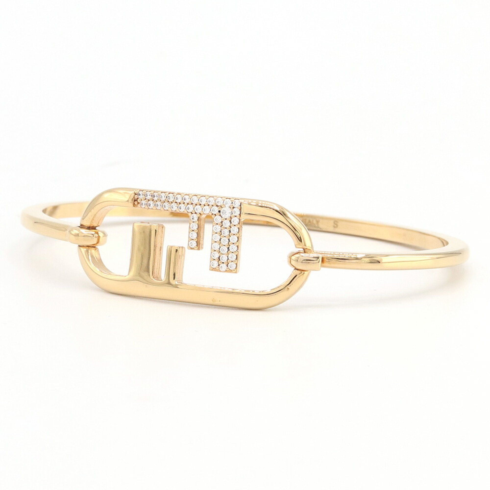 Fendi Bangle Orlock 8AH359 Gold Metal Rhinestone S Size Women's FENDI