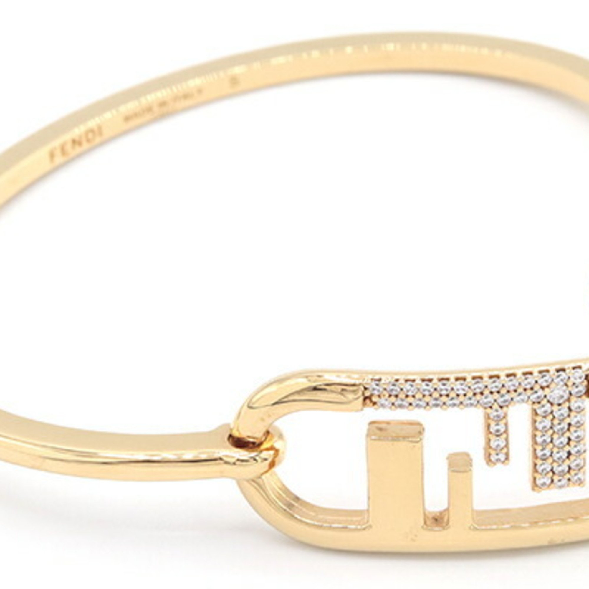 Fendi Bangle Orlock 8AH359 Gold Metal Rhinestone S Size Women's FENDI