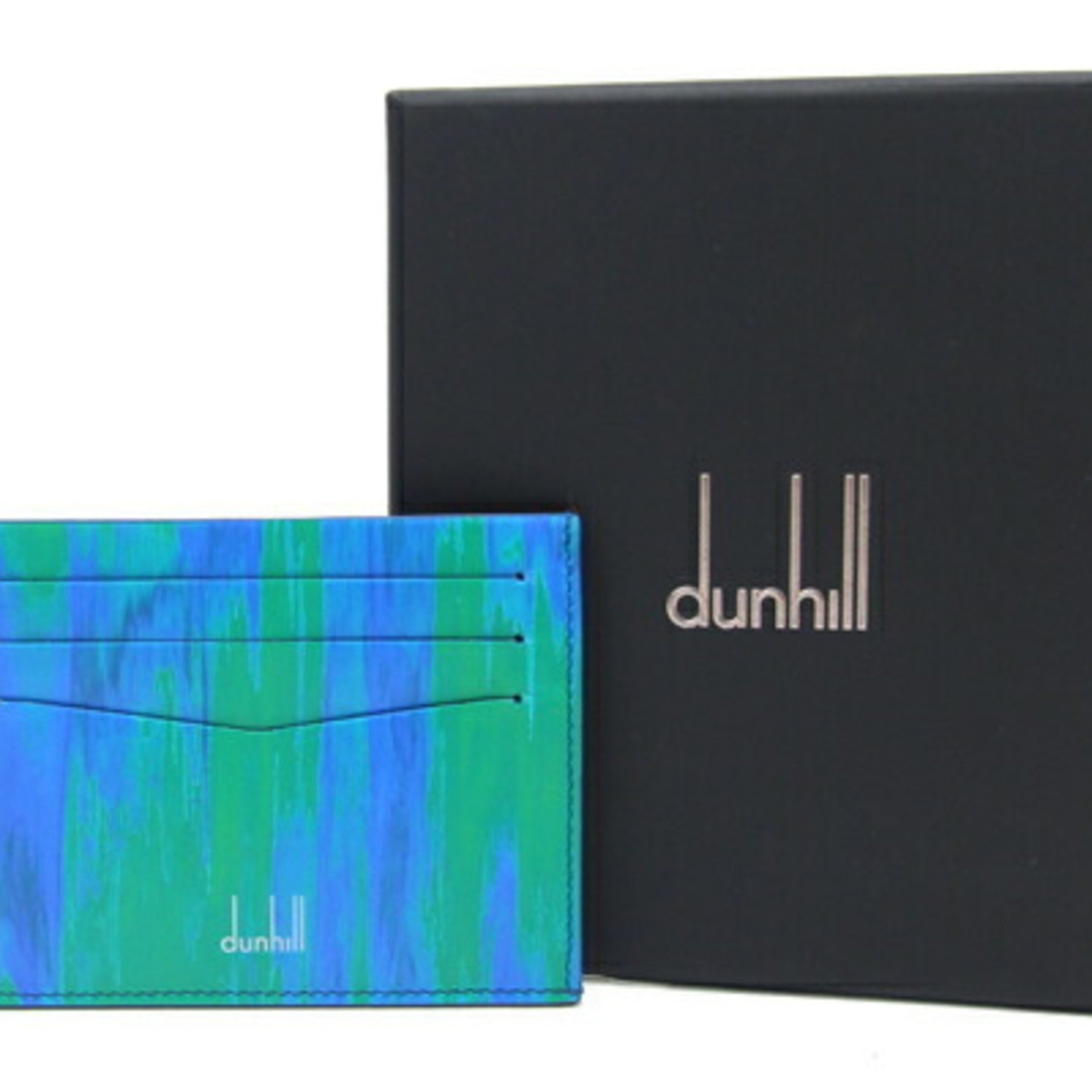 Dunhill Card Case DU22R220CMM360R Green Blue Leather Holder Pass Men's dunhill