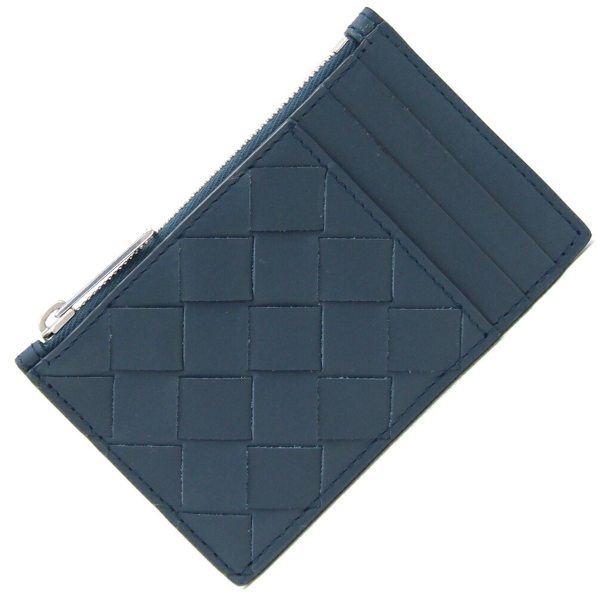 Bottega Veneta Coin Case Intrecciato 679802 Navy Leather Purse Card Fragment Women Men BOTTEGA VENETA