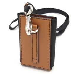 Prada Phone Holder 1N1268 Brown Black Leather Smartphone Case Neck Strap Heart Studs Women's PRADA