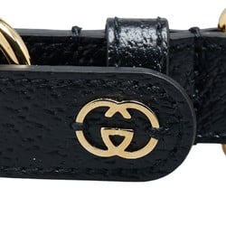 Gucci Interlocking G Small Medium Pet Lead Collar 2-Piece Set 692949/692943 Black Gold Leather Women's GUCCI