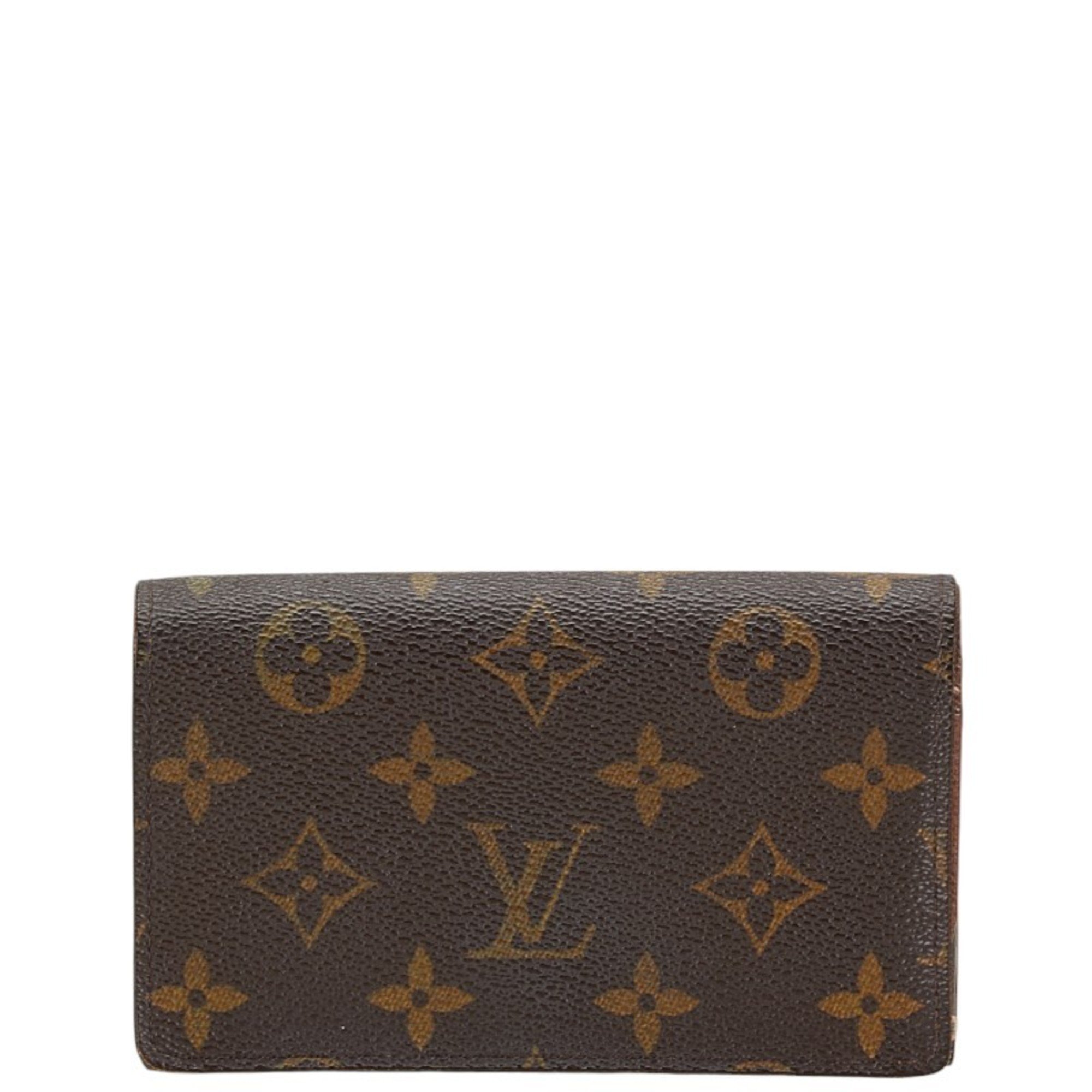 Louis Vuitton Monogram Portemonnay Bi-fold Wallet M61730 Brown PVC Leather Women's LOUIS VUITTON