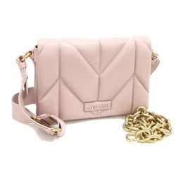 Miu Miu Miu Shoulder Bag 5BD213 Light Pink Leather Chain Women's Quilted Nappa MIUMIU