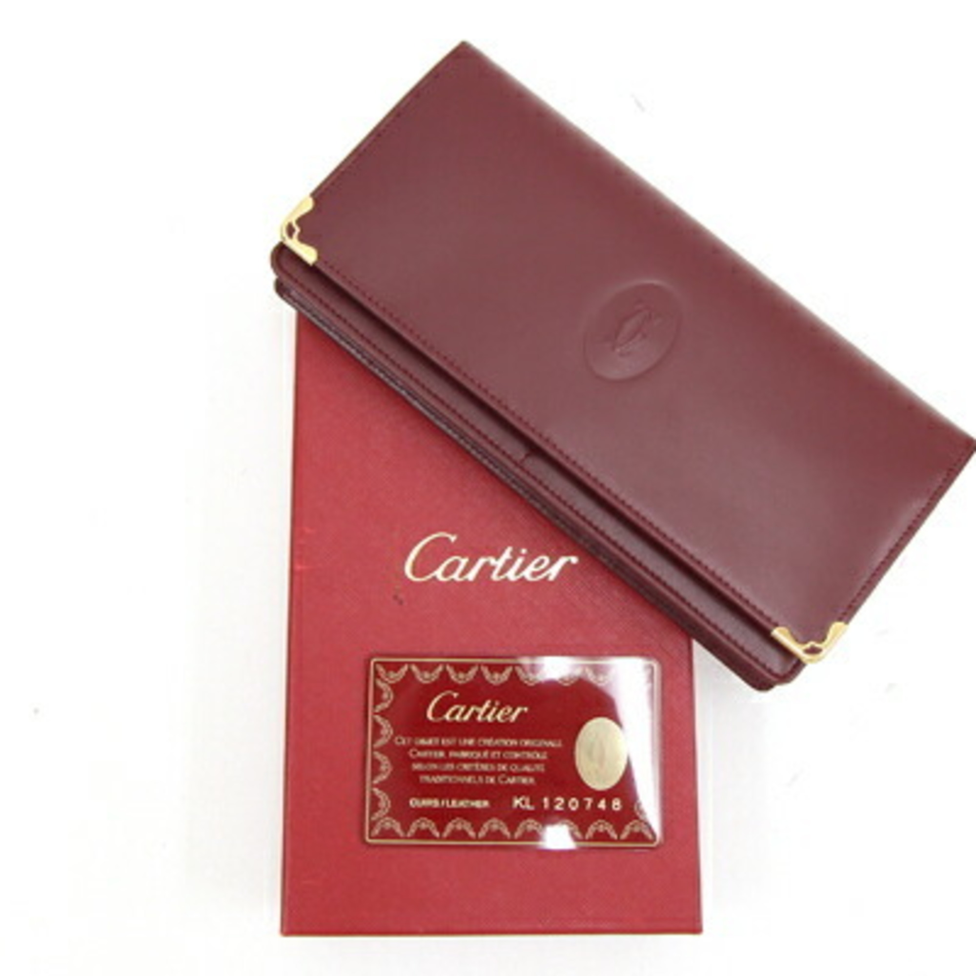 Cartier Bi-fold Long Wallet Must L3000466 Bordeaux Leather Women Men