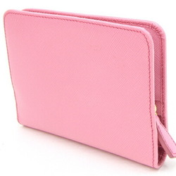 Prada Bi-fold Wallet 1M1271 Pink Leather Compact No Bill Compartment Women's PRADA